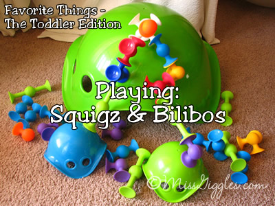 Random Giggles | Favorite Things - The Toddler Edition, Playing with Squigz & Bilibos